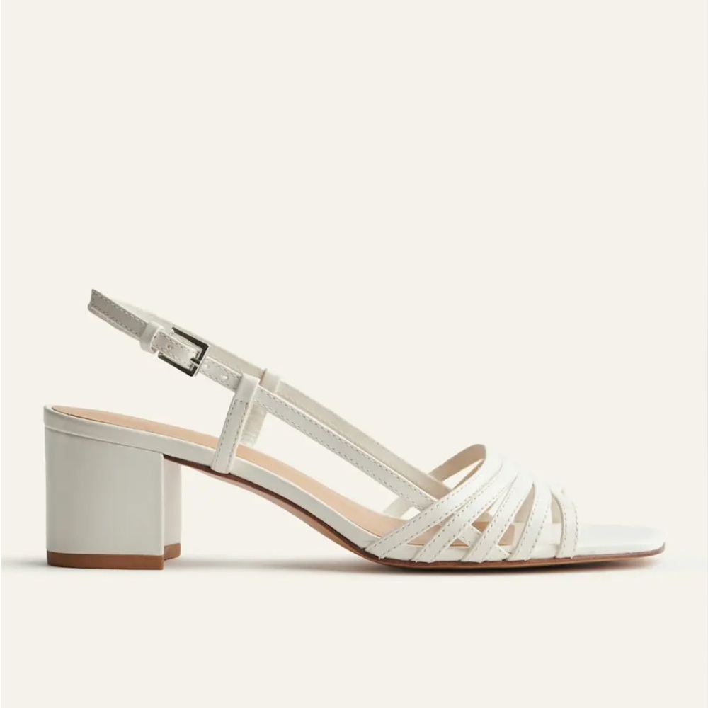 Reformation Elenora White Block Heel Sandals